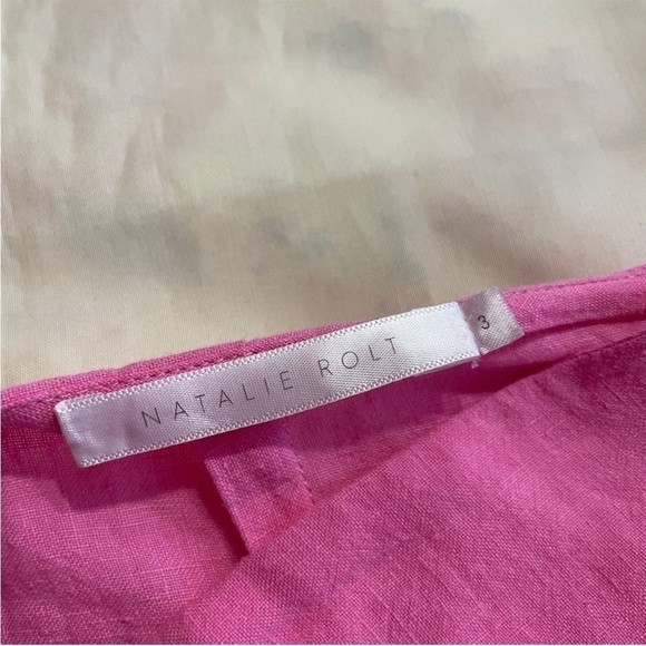 Natalie Rolt- Candy Pink Lilo High Waisted Linen Midi Skirt Size AU 3/ US 8 - Picture 9 of 11